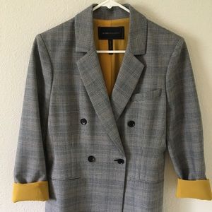 BCBG Grey Plaid Oversized Menswear Blazer